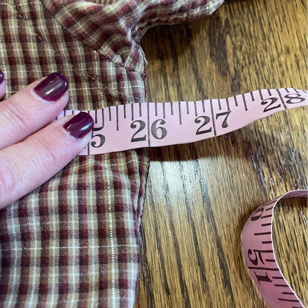 Columbia Long Sleeved Button Down Shirt Burgundy Tan Plaid Size XXL